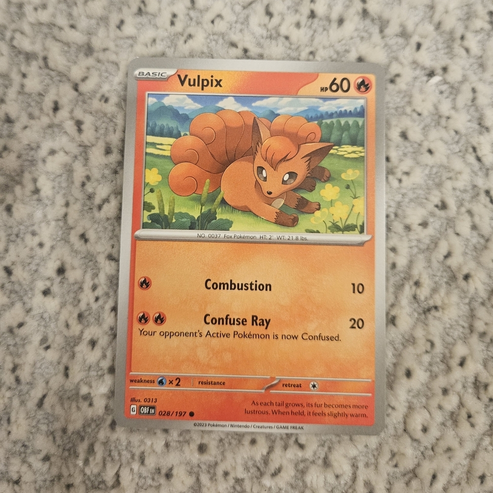 POKEMON TCG Card Vulpix Obsidian Flames 028/197 PZ